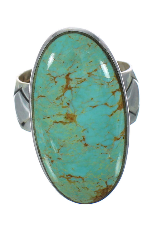Turquoise Southwestern Jewelry Authentic Sterling Silver Ring Size 6-1/2 AX92711