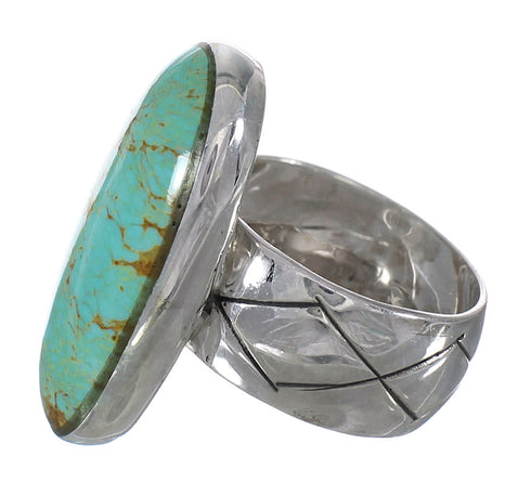 Turquoise Southwestern Jewelry Authentic Sterling Silver Ring Size 6-1/2 AX92711