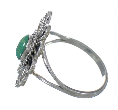 Southwest Sterling Silver Turquoise Flower Ring Size 8 FX91423