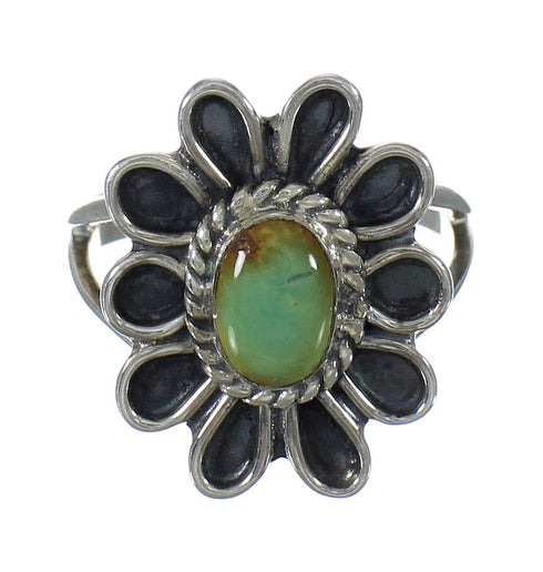 Authentic Sterling Silver Turquoise Flower Ring Size 4-3/4 FX91434