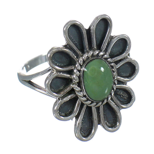 Sterling Silver Turquoise Flower Jewelry Ring Size 8-1/4 FX91450