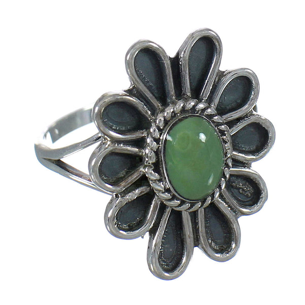 Authentic Sterling Silver Turquoise Flower Jewelry Ring Size 5-3/4 FX91444