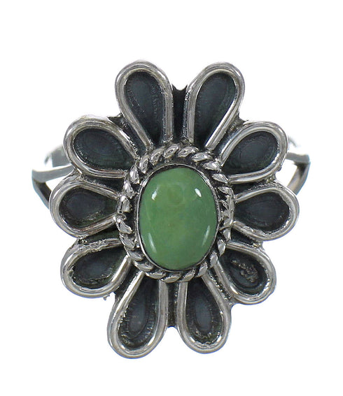 Sterling Silver Turquoise Flower Jewelry Ring Size 8-1/4 FX91450