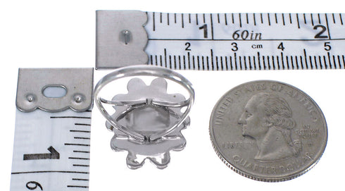 Authentic Sterling Silver Turquoise Flower Ring Size 7-1/2 FX91448