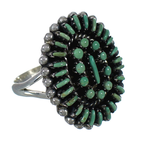 Genuine Sterling Silver Turquoise Needlepoint Ring Size 5-1/2 FX91842