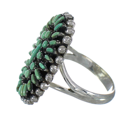 Genuine Sterling Silver Turquoise Needlepoint Ring Size 5-1/2 FX91842