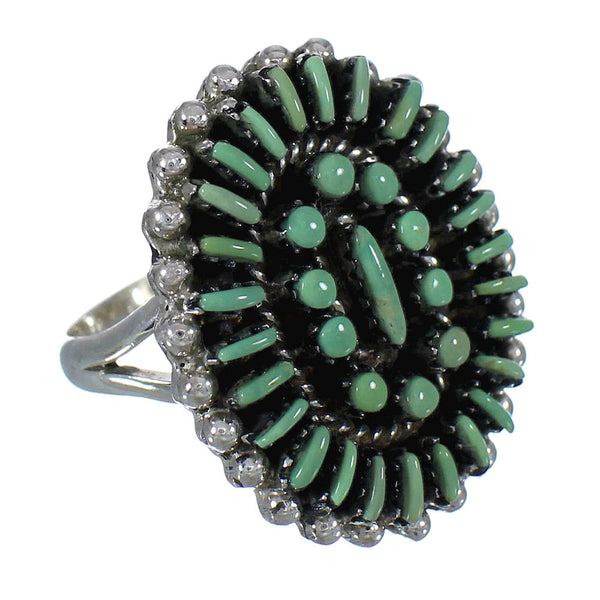 Genuine Sterling Silver Turquoise Needlepoint Ring Size 4-3/4 FX91846