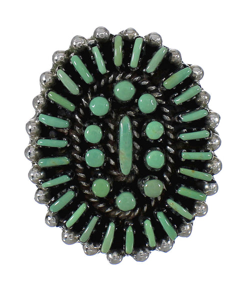 Genuine Sterling Silver Turquoise Needlepoint Ring Size 4-3/4 FX91846