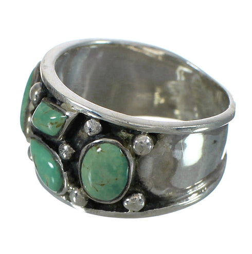 Southwest Turquoise Genuine Sterling Silver Ring Size 7-3/4 YX90758