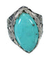 Southwest Turquoise Sterling Silver Jewelry Ring Size 6-3/4 FX93399