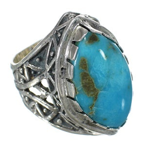 Genuine Sterling Silver Turquoise Southwest Ring Size 5-1/4 FX93404