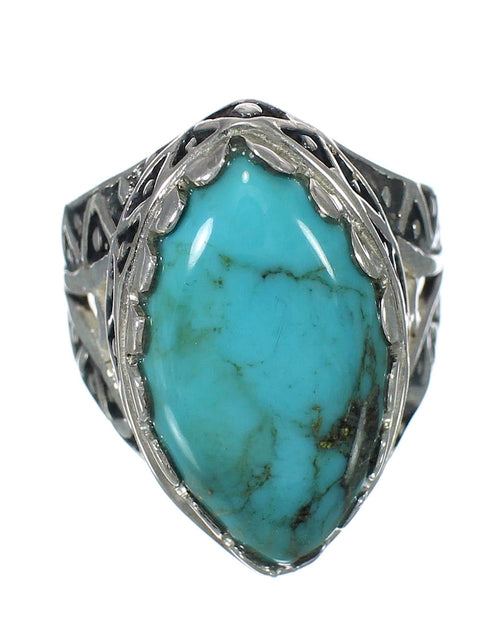 Southwest Turquoise Sterling Silver Ring Size 7-3/4 FX93406
