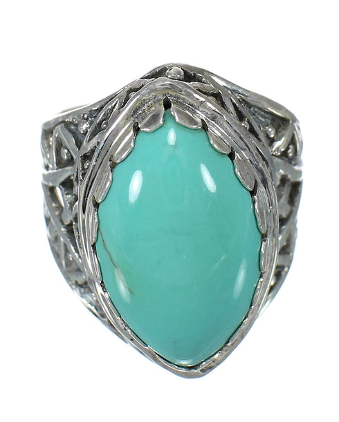 Genuine Sterling Silver Turquoise Jewelry Ring Size 8 FX93435