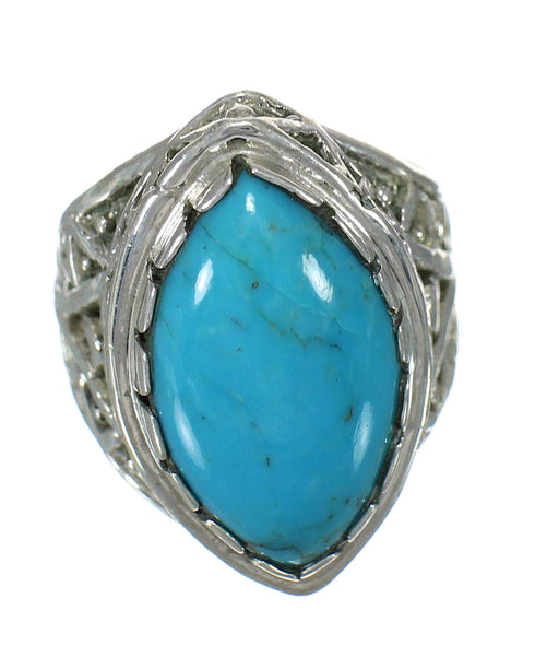 Authentic Sterling Silver Turquoise Jewelry Ring Size 7-1/2 FX93447