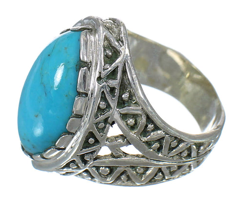Southwest Turquoise Sterling Silver Jewelry Ring Size 7-1/4 FX93446