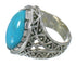 Southwest Turquoise Sterling Silver Jewelry Ring Size 7-1/4 FX93446