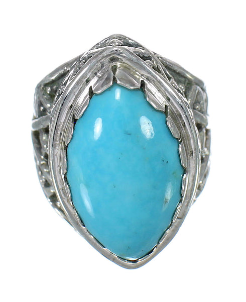 Genuine Sterling Silver Turquoise Ring Size 4-1/2 FX93448