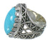 Genuine Sterling Silver Turquoise Ring Size 4-1/2 FX93448