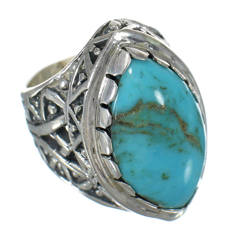 Southwest Sterling Silver Turquoise Jewelry Ring Size 7-1/2 FX93457