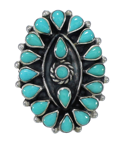 Authentic Sterling Silver Turquoise Needlepoint Ring Size 4-3/4 RX92839