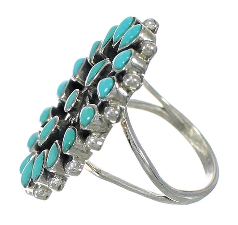 Sterling Silver Southwest Turquoise Needlepoint Ring Size 8-1/2 RX92848