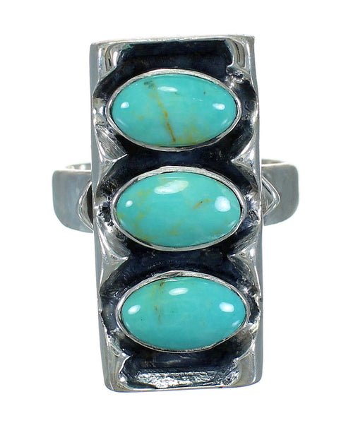 Sterling Silver And Turquoise Jewelry Ring Size 6 FX90394