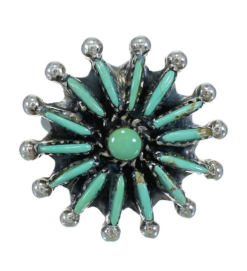 Sterling Silver Needlepoint Turquoise Jewelry Ring Size 5-3/4 FX90398