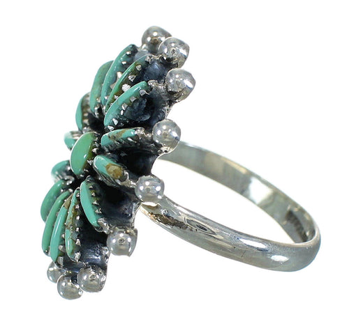 Sterling Silver Needlepoint Turquoise Jewelry Ring Size 5-3/4 FX90398