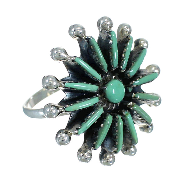 Sterling Silver Turquoise Needlepoint Jewelry Ring Size 6-3/4 FX90401