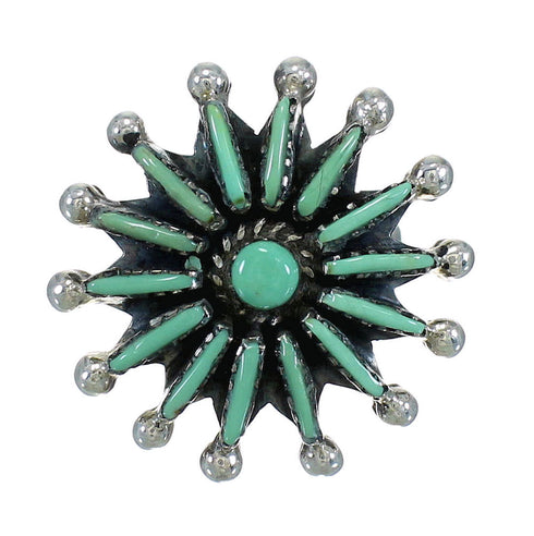 Sterling Silver Turquoise Needlepoint Jewelry Ring Size 6-3/4 FX90401