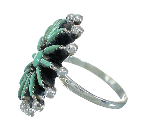 Sterling Silver Turquoise Needlepoint Jewelry Ring Size 6-3/4 FX90401