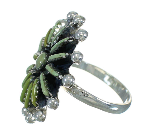 Sterling Silver Turquoise Needlepoint Jewelry Ring Size 6-1/2 FX90723