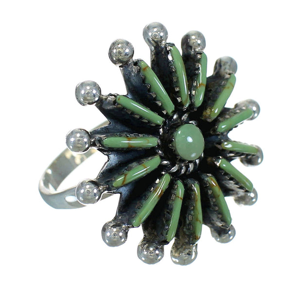 Genuine Sterling Silver Turquoise Needlepoint Ring Size 6-1/4 FX90405