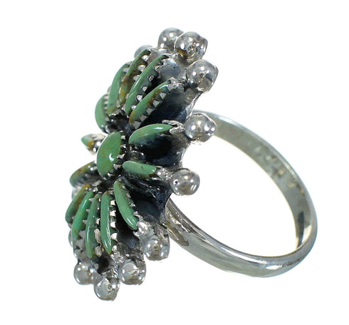 Sterling Silver Turquoise Needlepoint Jewelry Ring Size 4-3/4 FX90406
