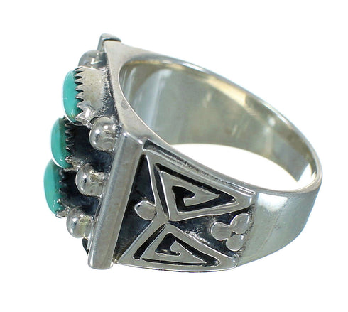 Sterling Silver Turquoise Needlepoint Water Wave Ring Size 8 FX90414