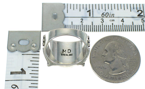 Sterling Silver Turquoise Needlepoint Water Wave Ring Size 8 FX90414