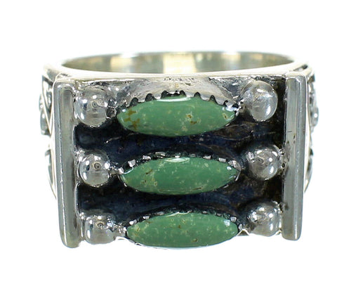 Turquoise Needlepoint Sterling Silver Water Wave Ring Size 6 FX90507