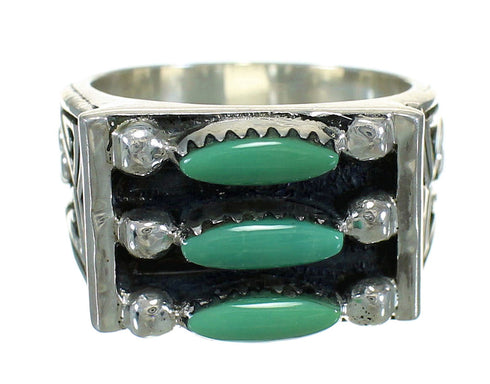 Genuine Sterling Silver Turquoise Needlepoint Water Wave Ring Size 6-1/4 FX90523