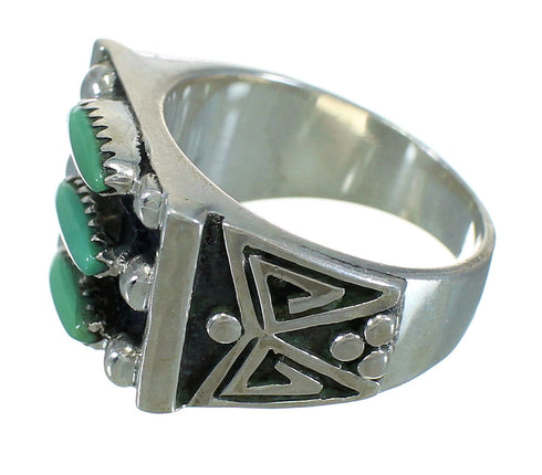 Genuine Sterling Silver Turquoise Needlepoint Water Wave Ring Size 6-1/4 FX90523