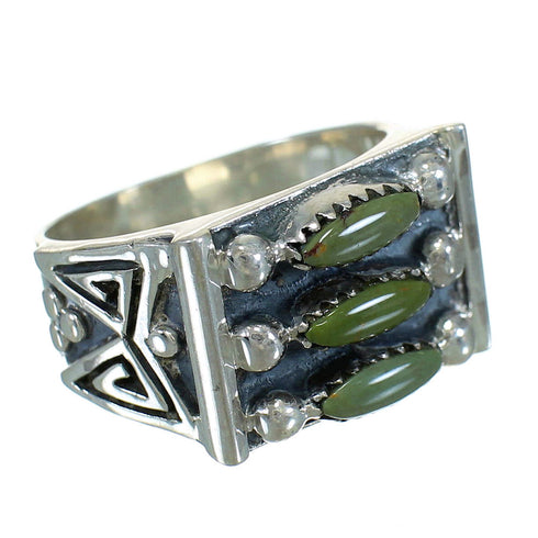 Turquoise Needlepoint Sterling Silver Water Wave Jewelry Ring Size 7-3/4 FX90553