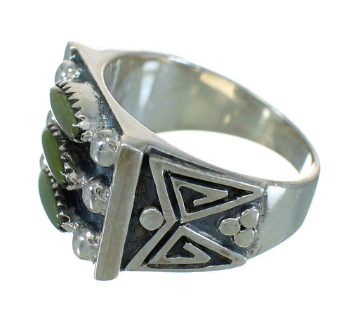 Turquoise Needlepoint Sterling Silver Water Wave Jewelry Ring Size 7-3/4 FX90553