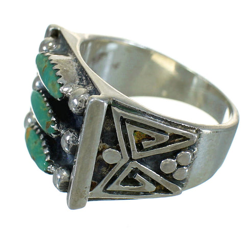 Authentic Sterling Silver Turquoise Needlepoint Water Wave Ring Size 6-1/2 FX90559
