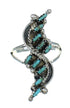 Turquoise Needlepoint Sterling Silver Southwestern Ring Size 8-1/2 AX89242