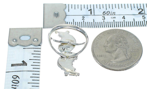 Turquoise Needlepoint Sterling Silver Southwestern Ring Size 8-1/2 AX89242