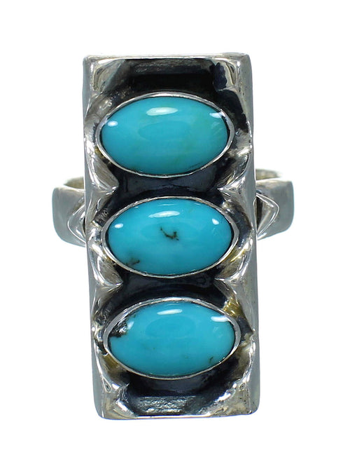Authentic Sterling Silver Southwest Turquoise Ring Size 6-1/2 AX89274