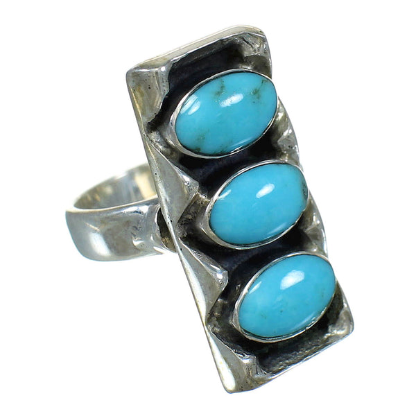 Turquoise Silver Jewelry Southwestern Ring Size 4-3/4 AX89281