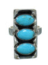 Turquoise Authentic Sterling Silver Jewelry Southwest Ring Size 7-1/4 AX89286