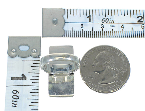 Turquoise Authentic Sterling Silver Jewelry Southwest Ring Size 7-1/4 AX89286