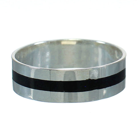 Southwest Silver Jet Ring Size 4-1/4 YX92039