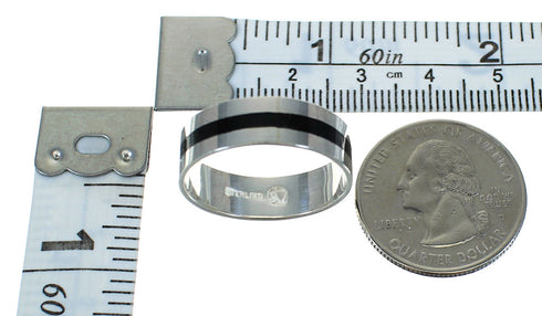 Southwest Silver Jet Ring Size 4-1/4 YX92039